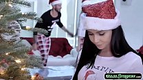 Busty step teen is always waiting for santa clause to visit their house.Her stepdad disguise as a santa clause,he spanks her step teens ass and lets her sits on his face while shes sucking his cock and fucks her step teens pussy hard.